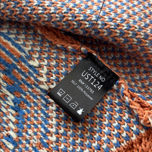 POL Orange Sweater Blue & White Peace Symbols S NEW Peaceful Vibes 3 Bird Nest - Picture 12 of 13